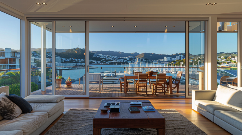 House overlooking Wellington Harbour with uPVC windows and sliding door