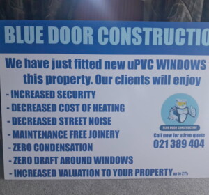 Blue Door Construction site signage and project identification
